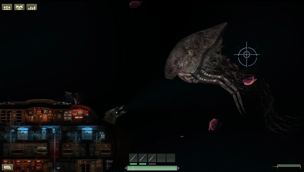 A Barotrauma submarine in the dark waters of Europa