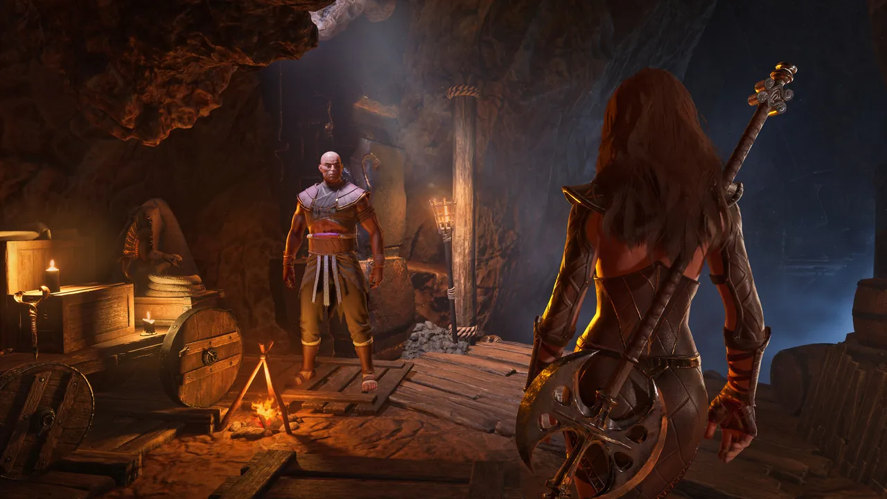 A Conan Exiles player base in the Exiled Lands, the kind of building admins inspect with BuildingIdentify