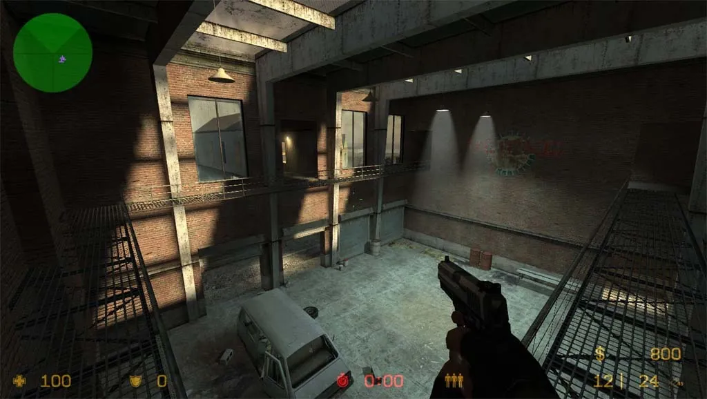A Counter-Strike: Source round in progress on a community server