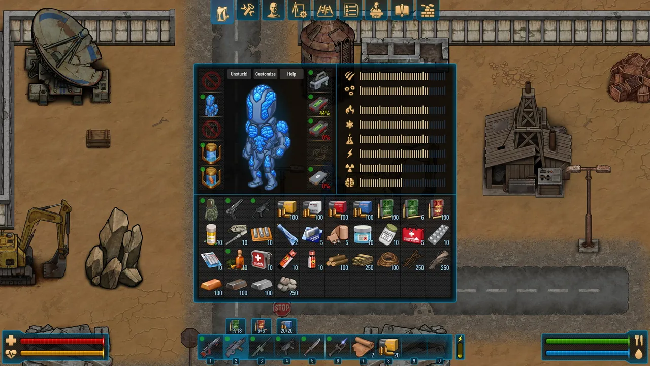 A CryoFall settlement with farms and workshops