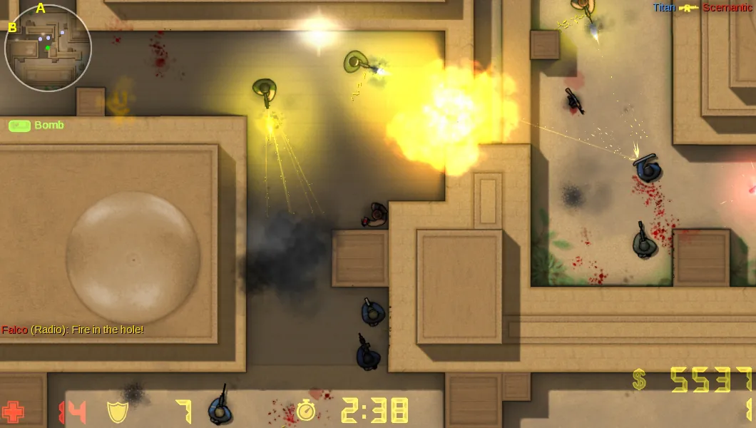 CS2D gameplay on a classic map
