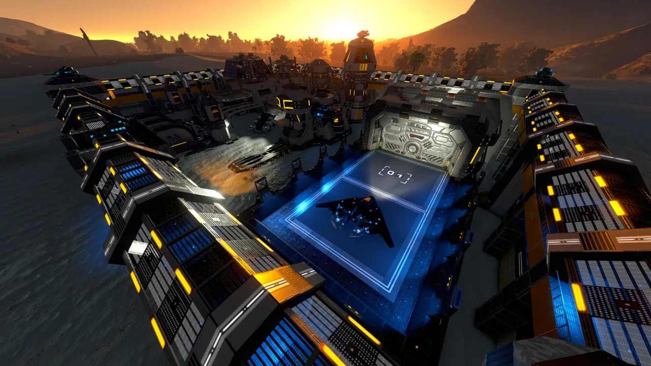 Empyrion capital vessel flying over a planet surface