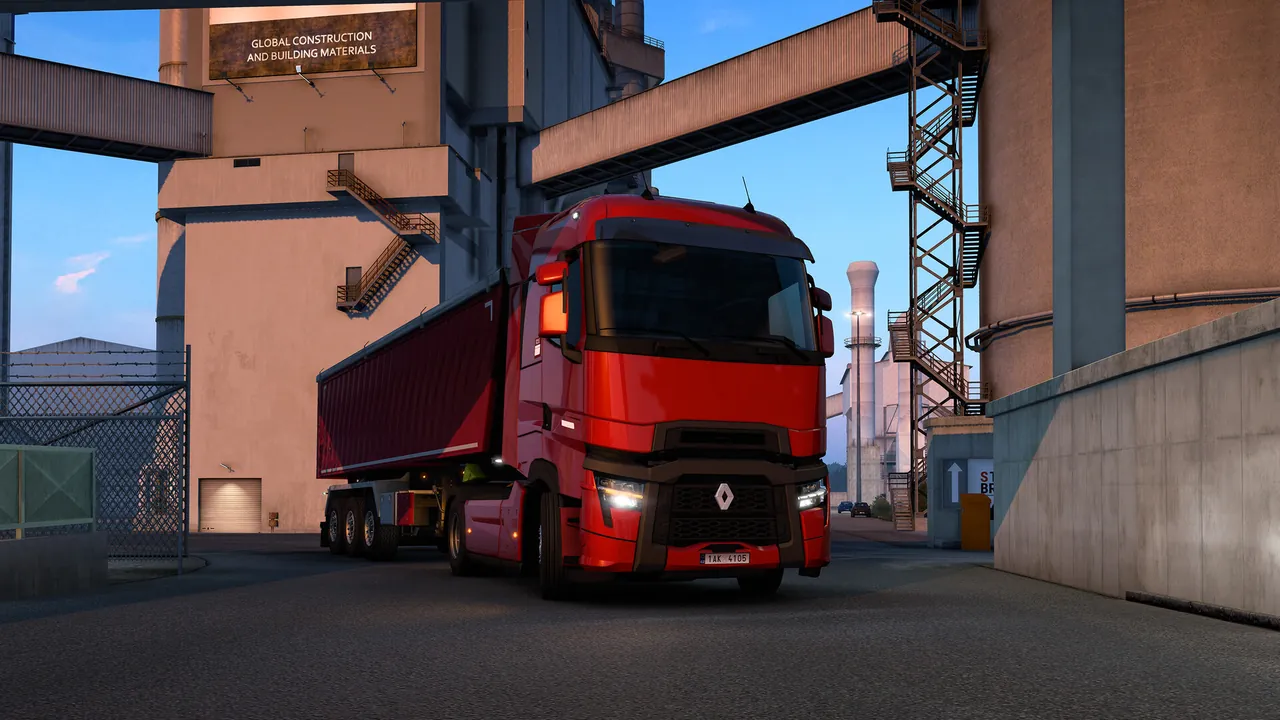 A truck on a European highway in Euro Truck Simulator 2