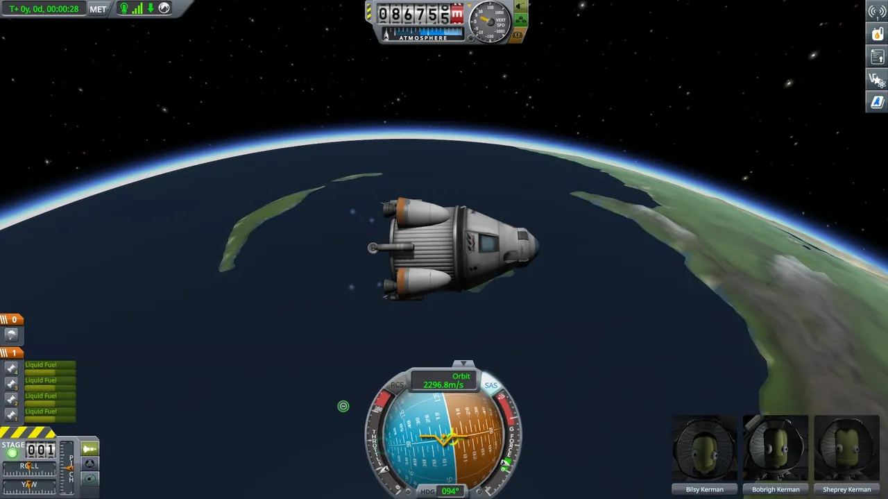 A modded Kerbal Space Program craft in flight