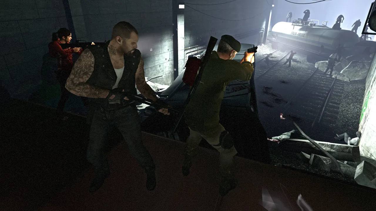 The survivors in a safe room in Left 4 Dead