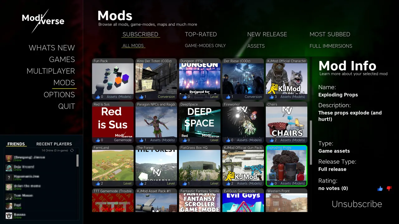 A Modiverse physics sandbox map