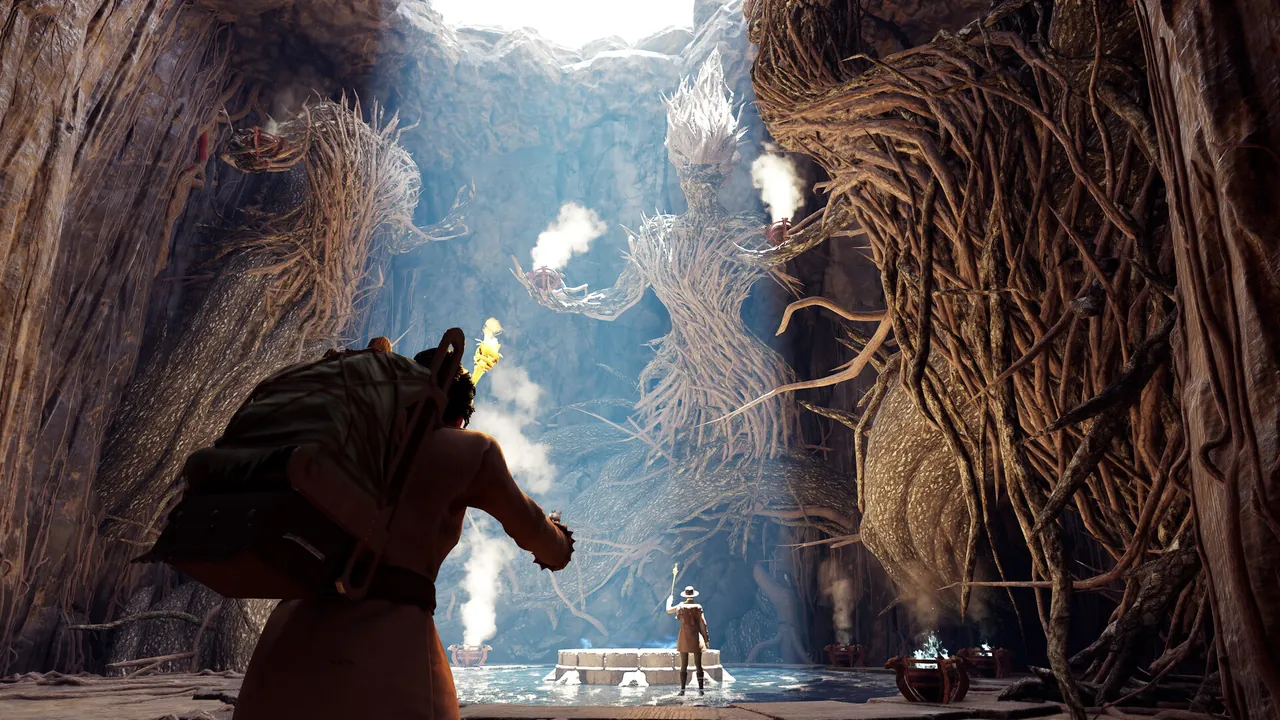 A Nightingale character exploring with a lantern