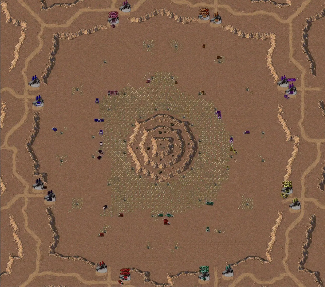 A screenshot of the Dune 2000 mod in OpenRA, a remake of the classic real time strategy game