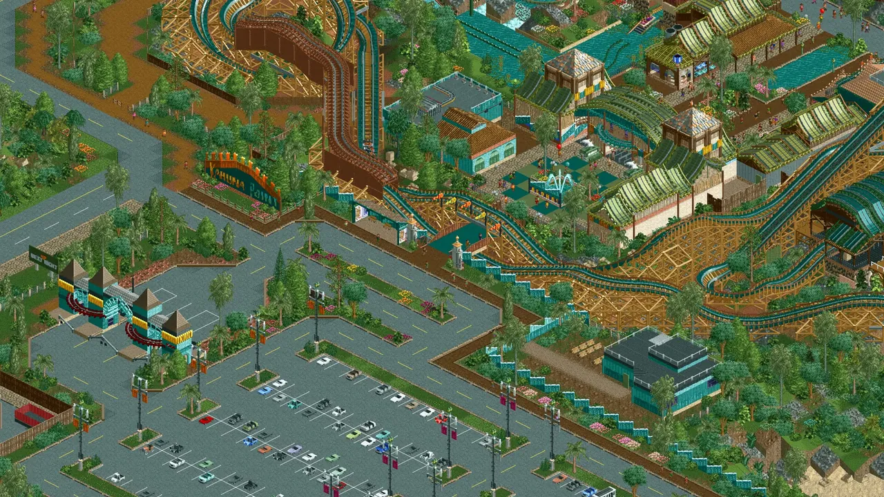 A theme park in OpenRCT2