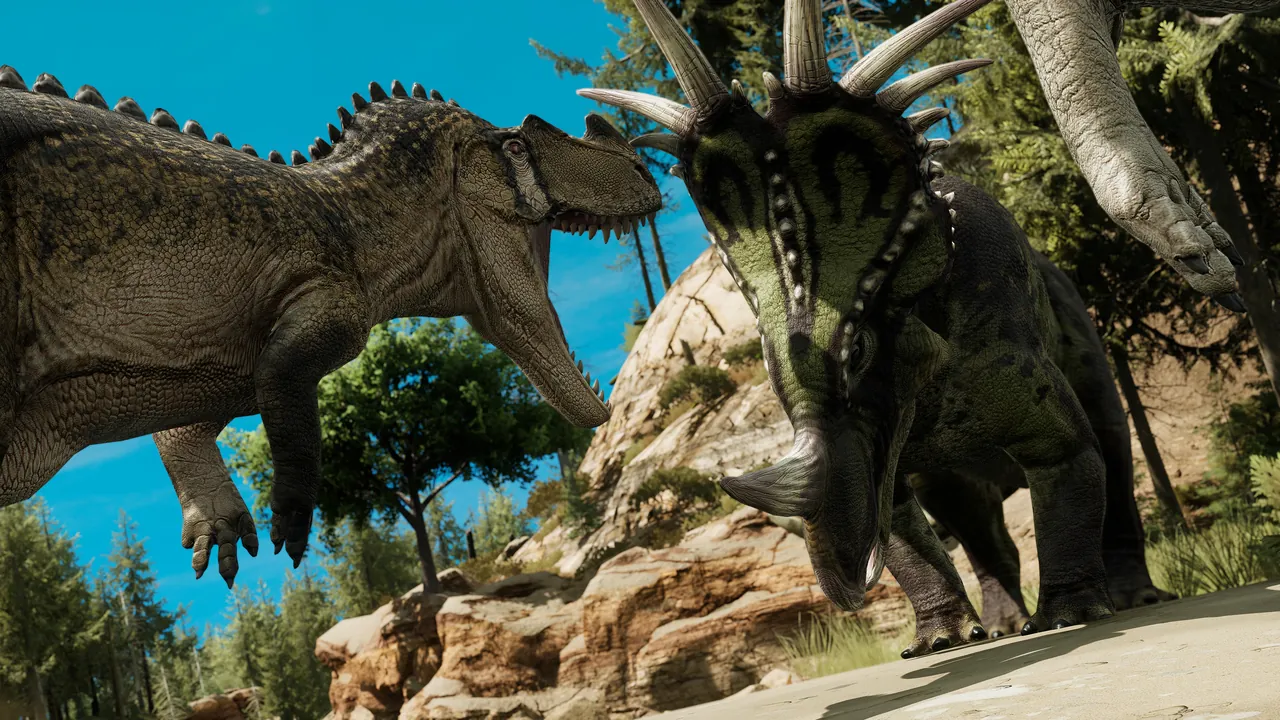 A Path of Titans dinosaur in the open