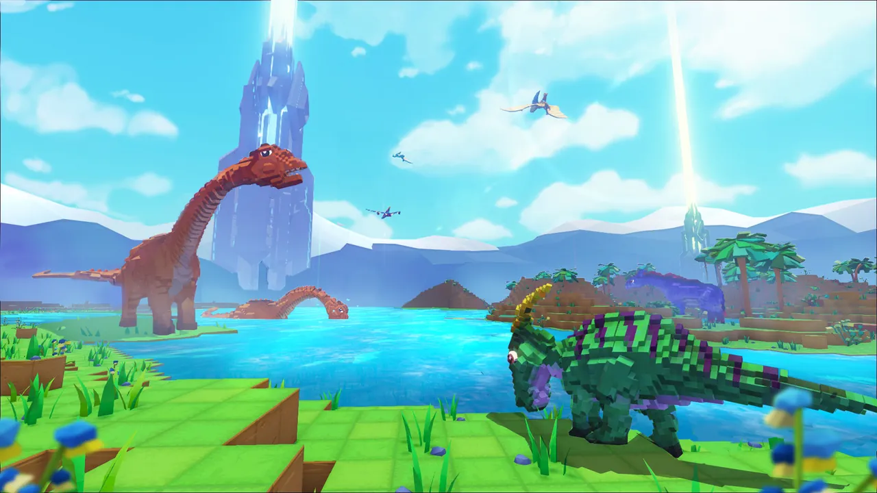 A blocky dinosaur and a player base in PixARK