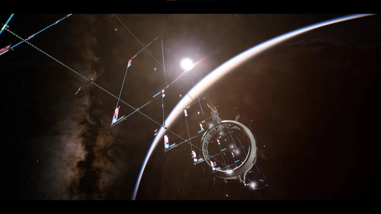 QANGA ship flying between planets
