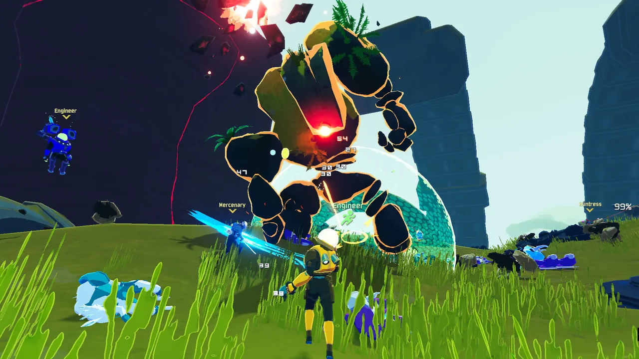 Risk of Rain 2 gameplay on an alien planet