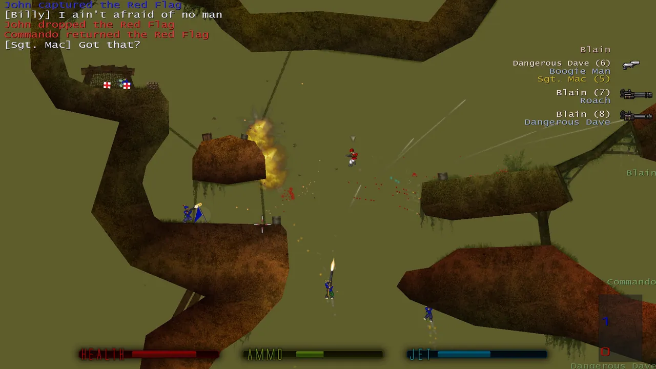 Soldat, a side view 2D shooter