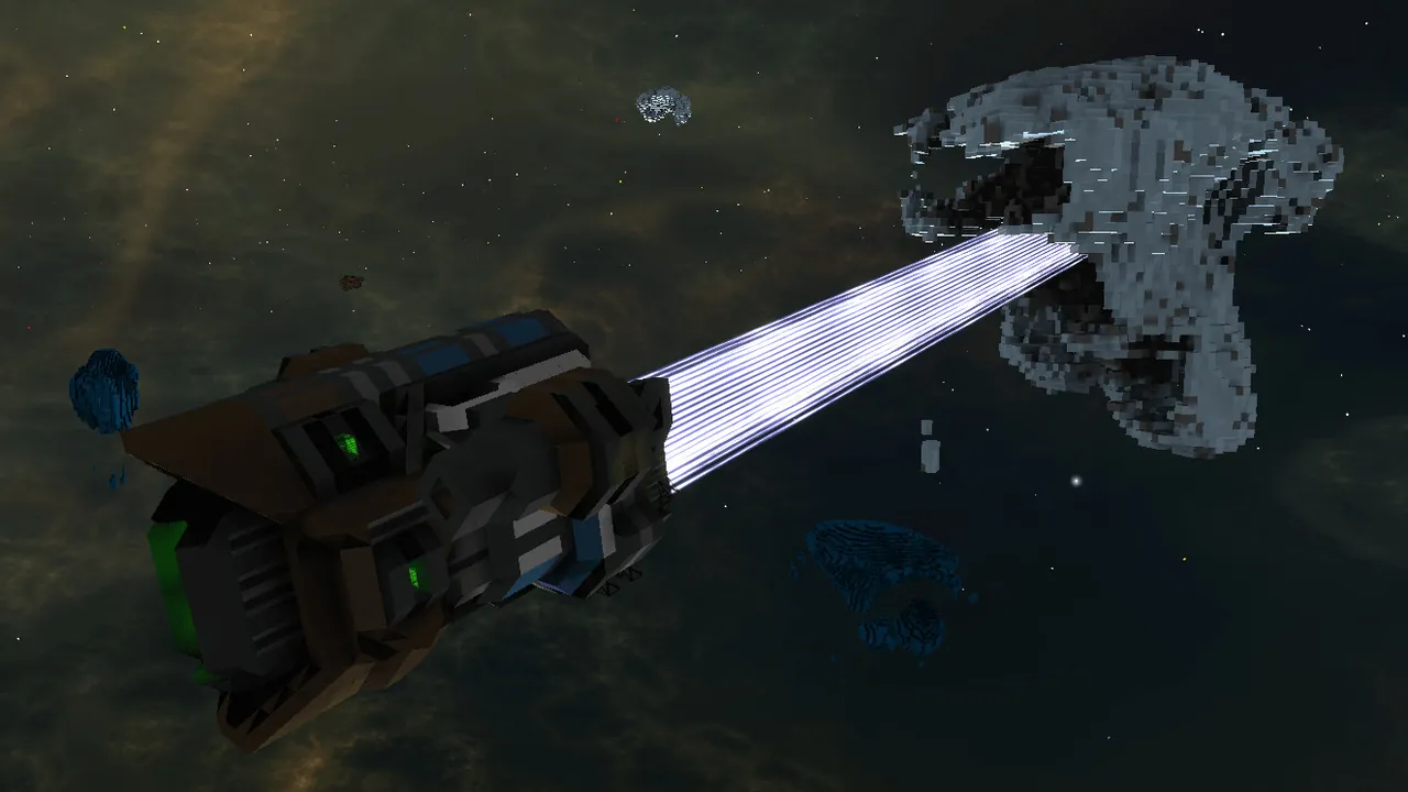 A StarMade fleet near a planet