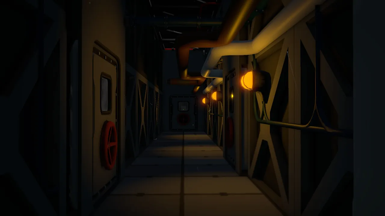 A Stationeers crew working outside a base on a hostile planet