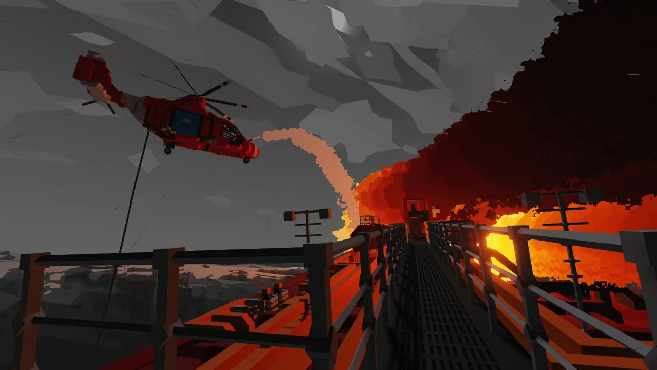 A Stormworks helicopter over the sea