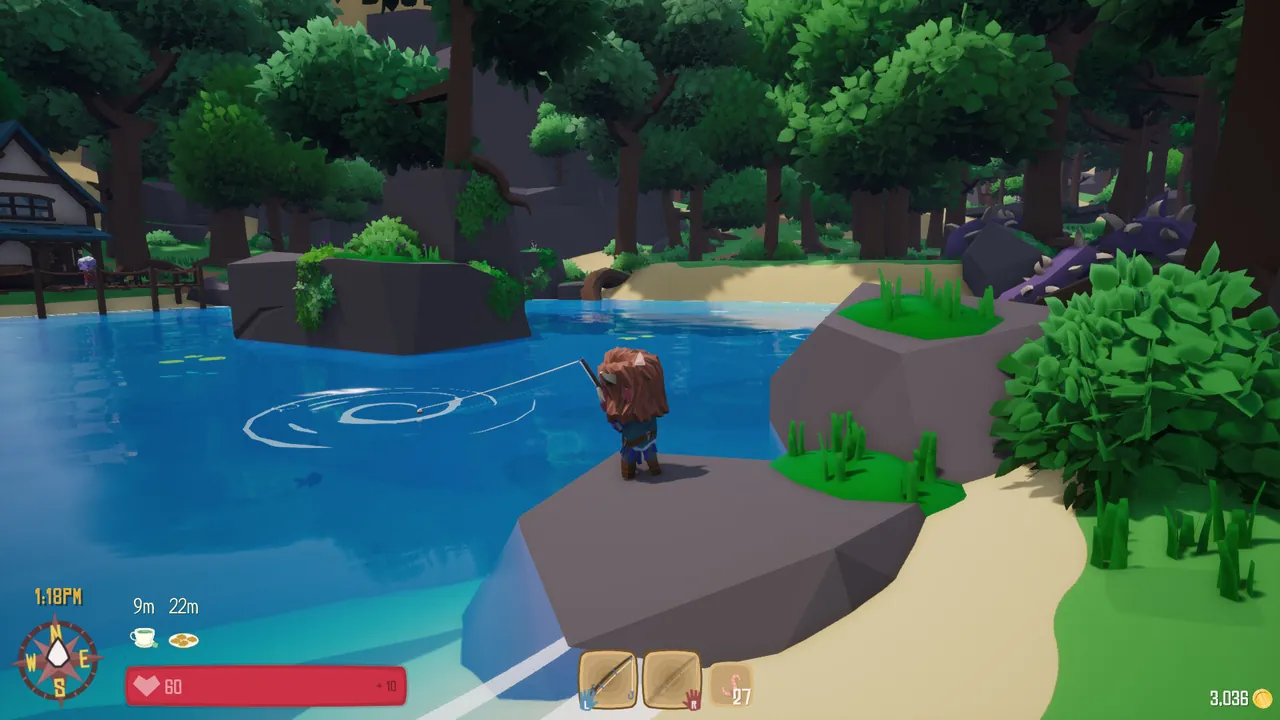 A cozy village with player homes in Swords 'n Magic and Stuff