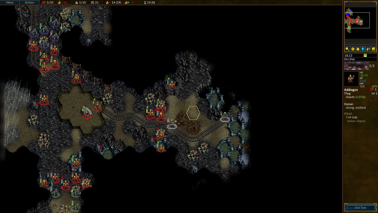 A Battle for Wesnoth multiplayer game in progress
