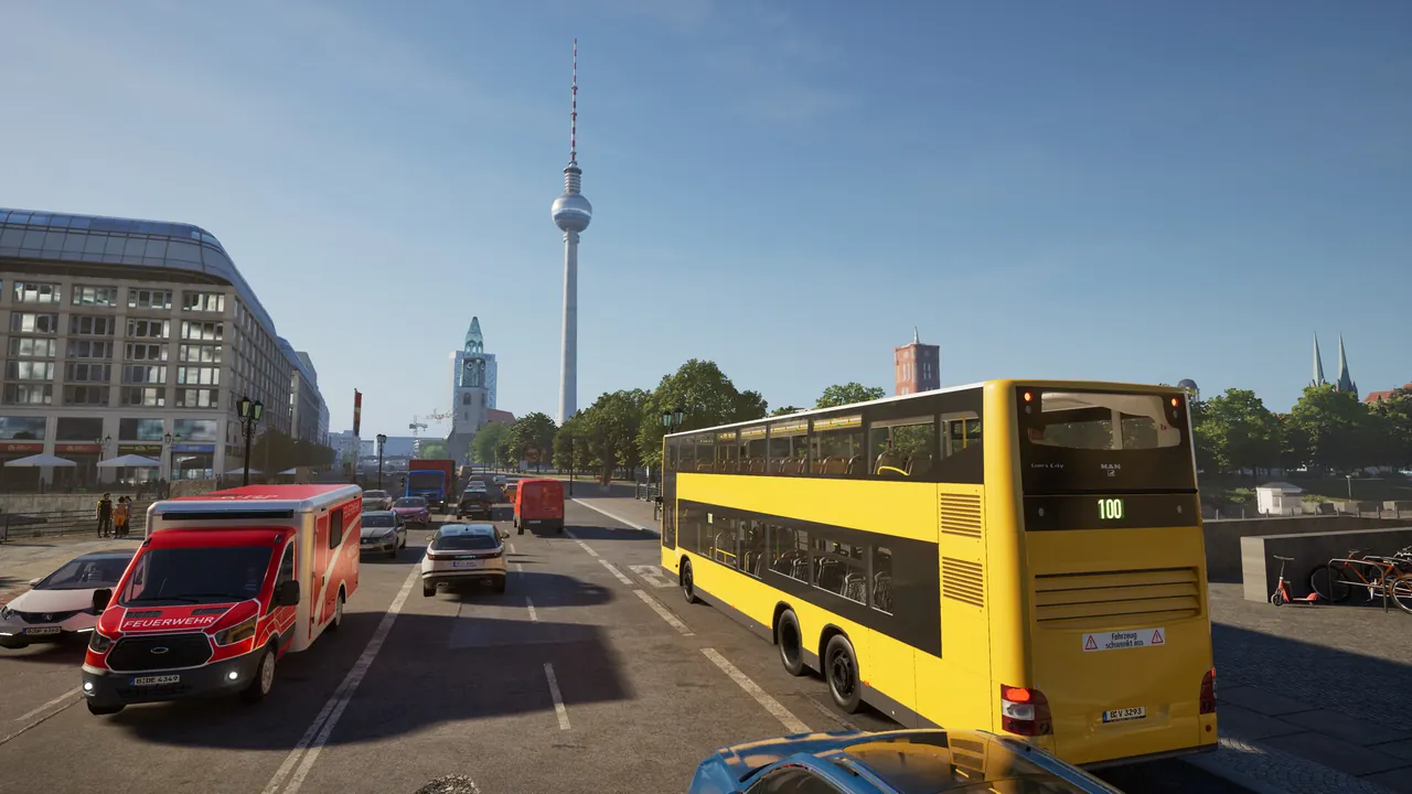 A bus driving through Berlin in The Bus