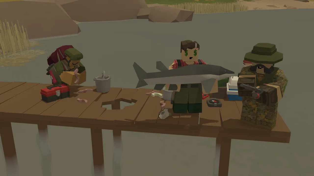 Unturned players at a base in a ruined town, the kind of server admins manage with kick, ban and teleport commands