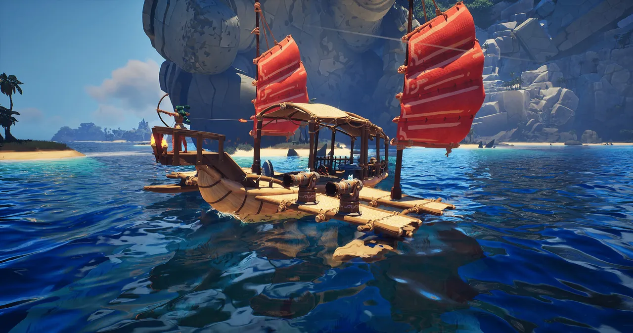 A scene from the ocean survival game Voyagers of Nera